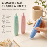 Wrapables Double-Sided Retractable Glue Tape Pens with Refills, for Scrapbooking Supplies, Journaling, Photos, Card-Making, Crafts, Office (Set of 3)