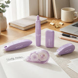 Wrapables Aesthetic White Correction Tape Set, Smooth Pull Out White Correction Tape for Office Supplies (Set of 5), Purple