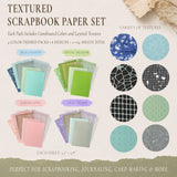 Wrapables Textured Scrapbook Paper and Mesh Fabric Supplies Set, Decorative Paper Kit for Scrapbooking, Junk Journals, Card Making (Set of 4)