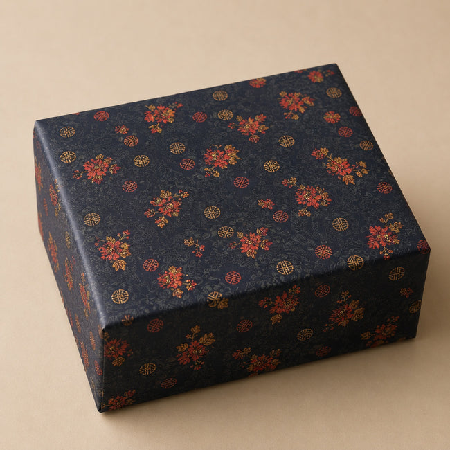 Wrapables 17" x 26" Longevity Satin Brocade Decorative Gift Wrapping Paper (2 Sheets), Black/Red