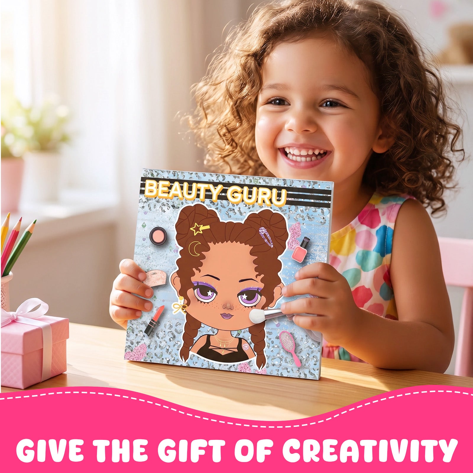 Wrapables Dress Up Sticker and Activity Book for Kids, Girls Sticker and Coloring Activity Book, Beauty Guru