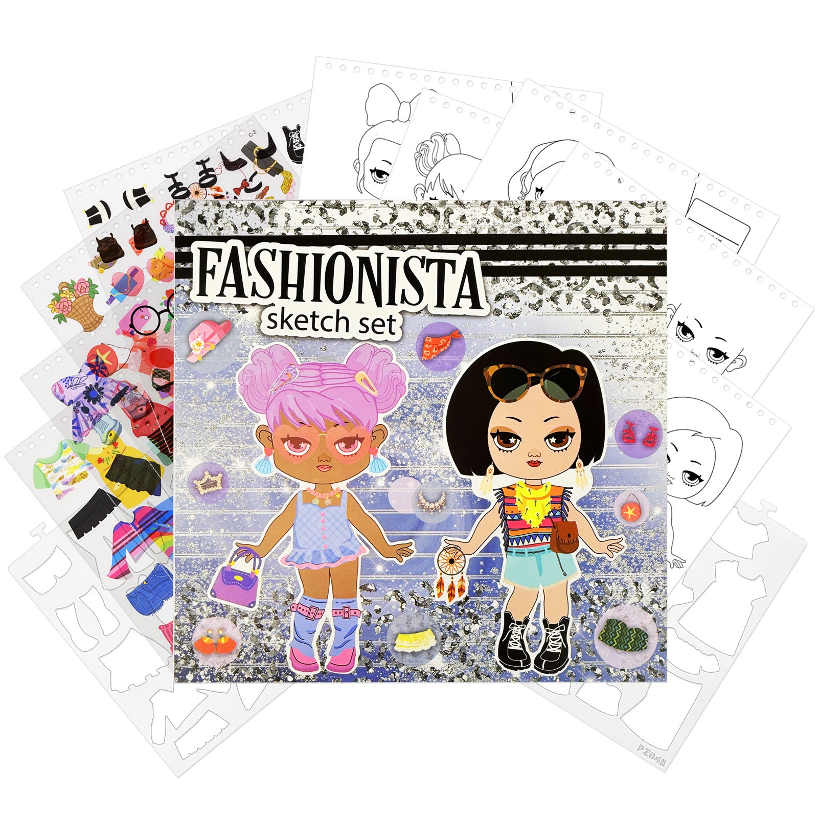Wrapables Dress Up Sticker and Activity Book for Kids, Girls Sticker and Coloring Activity Book, Fashionista