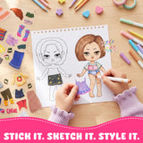 Wrapables Dress Up Sticker and Activity Book for Kids, Girls Sticker and Coloring Activity Book, Fashionista