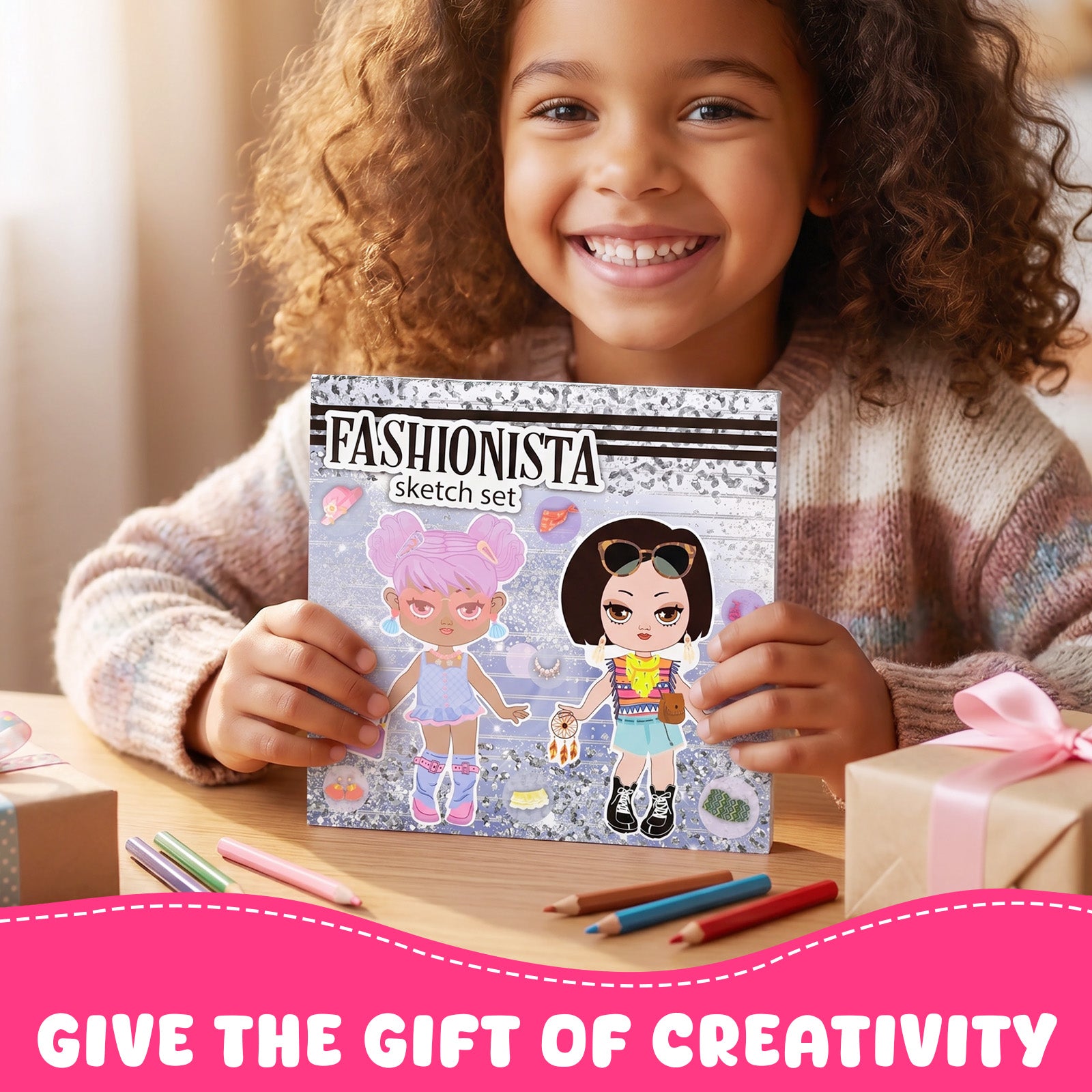Wrapables Dress Up Sticker and Activity Book for Kids, Girls Sticker and Coloring Activity Book, Fashionista