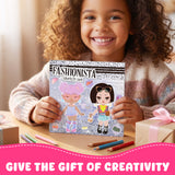 Wrapables Dress Up Sticker and Activity Book for Kids, Girls Sticker and Coloring Activity Book, Fashionista