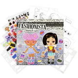 Wrapables Dress Up Sticker and Activity Book for Kids, Girls Sticker and Coloring Activity Book, Fashionista