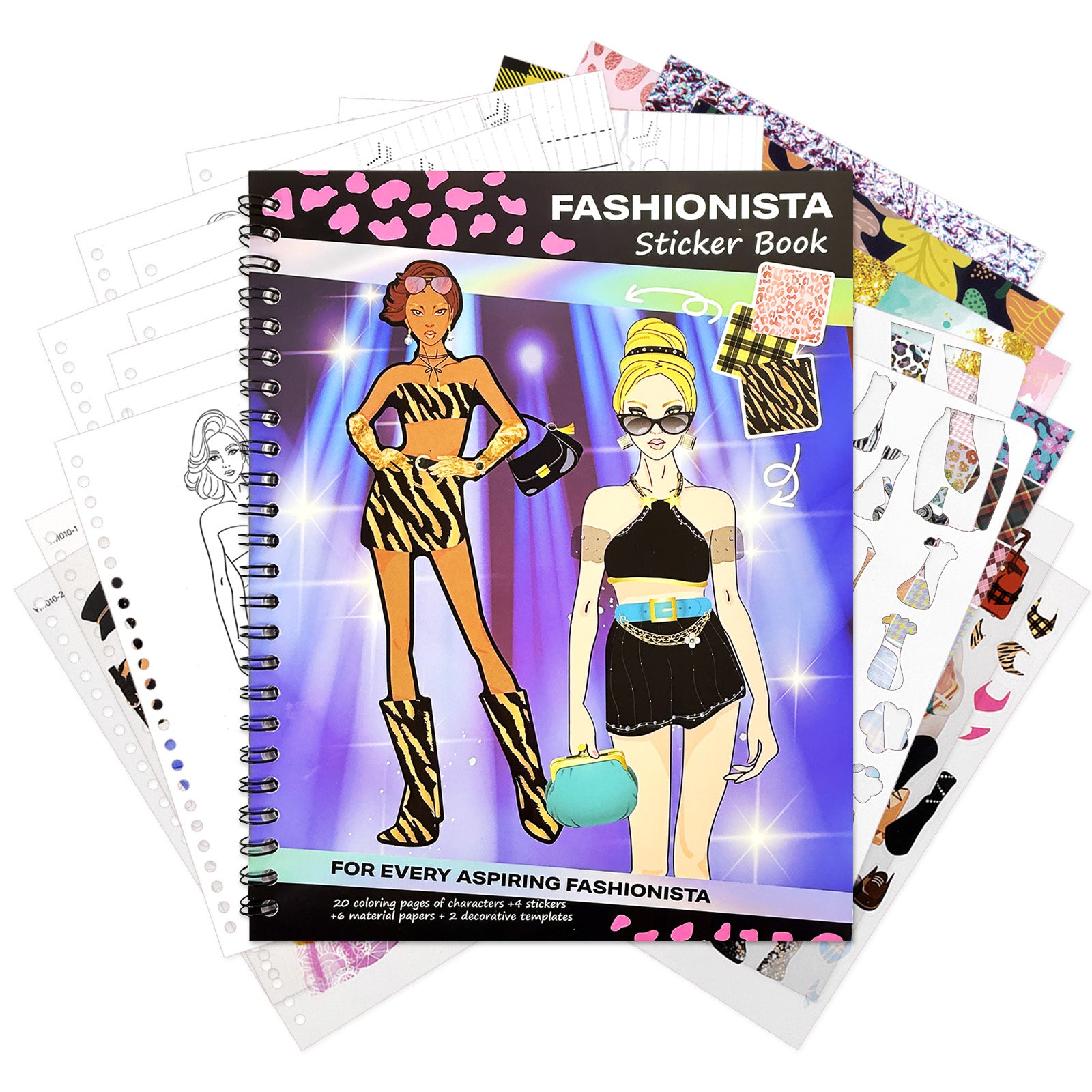 Wrapables Dress Up Sticker Book for Kids, Girls Sticker and Coloring Activity Book, Creativity Book, Fashion Diva