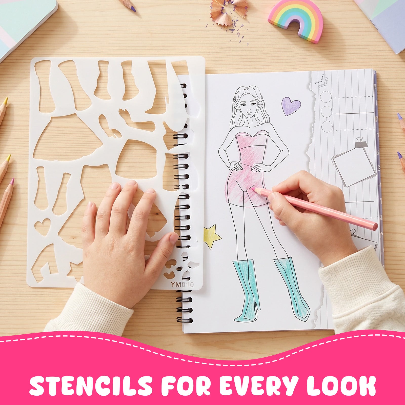 Wrapables Dress Up Sticker Book for Kids, Girls Sticker and Coloring Activity Book, Creativity Book, Fashion Diva