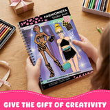 Wrapables Dress Up Sticker Book for Kids, Girls Sticker and Coloring Activity Book, Creativity Book, Fashion Diva