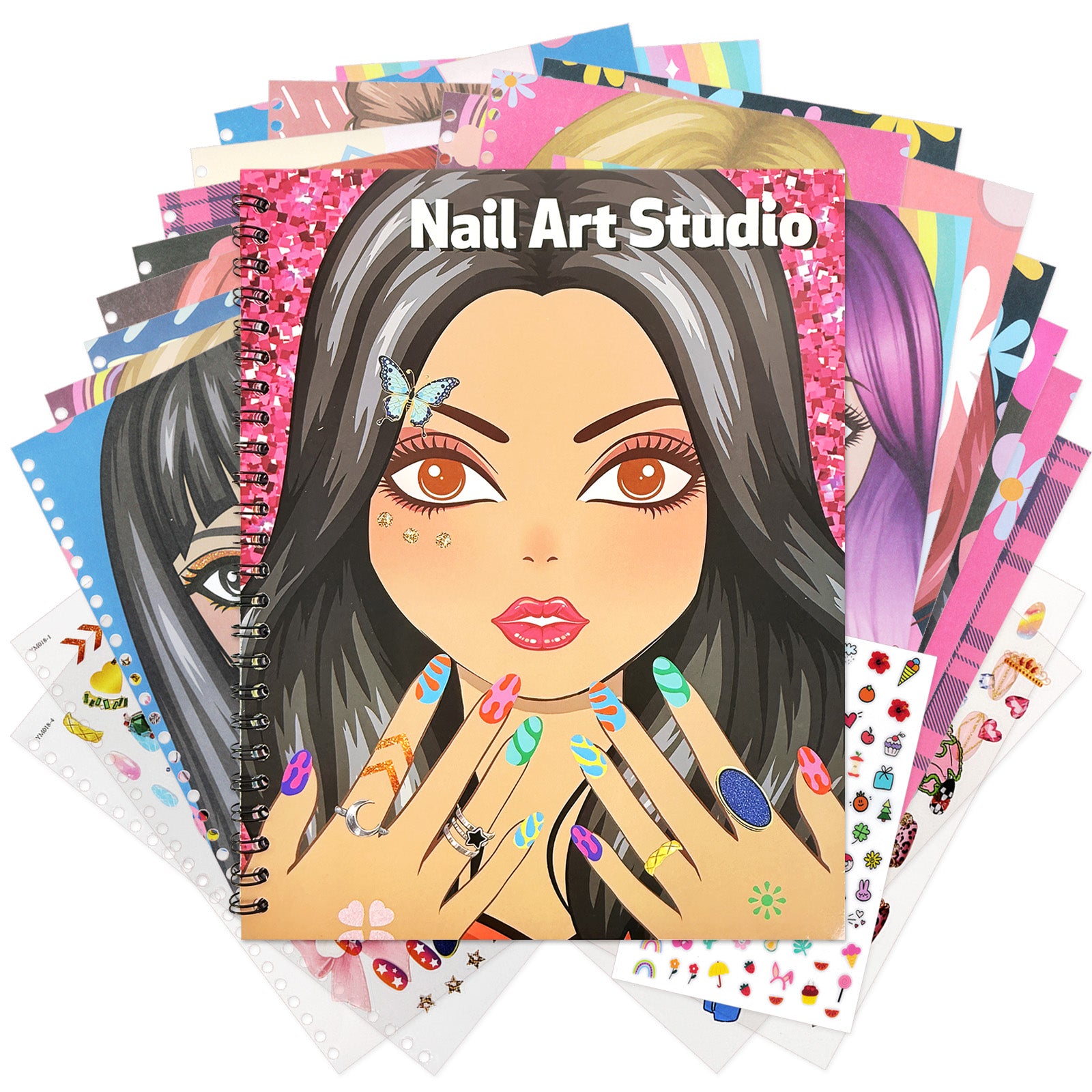 Wrapables Nail Art Dress Up Sticker Book for Kids, Girls Sticker and Coloring Activity Book