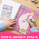 Wrapables Nail Art Dress Up Sticker Book for Kids, Girls Sticker and Coloring Activity Book