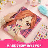 Wrapables Nail Art Dress Up Sticker Book for Kids, Girls Sticker and Coloring Activity Book