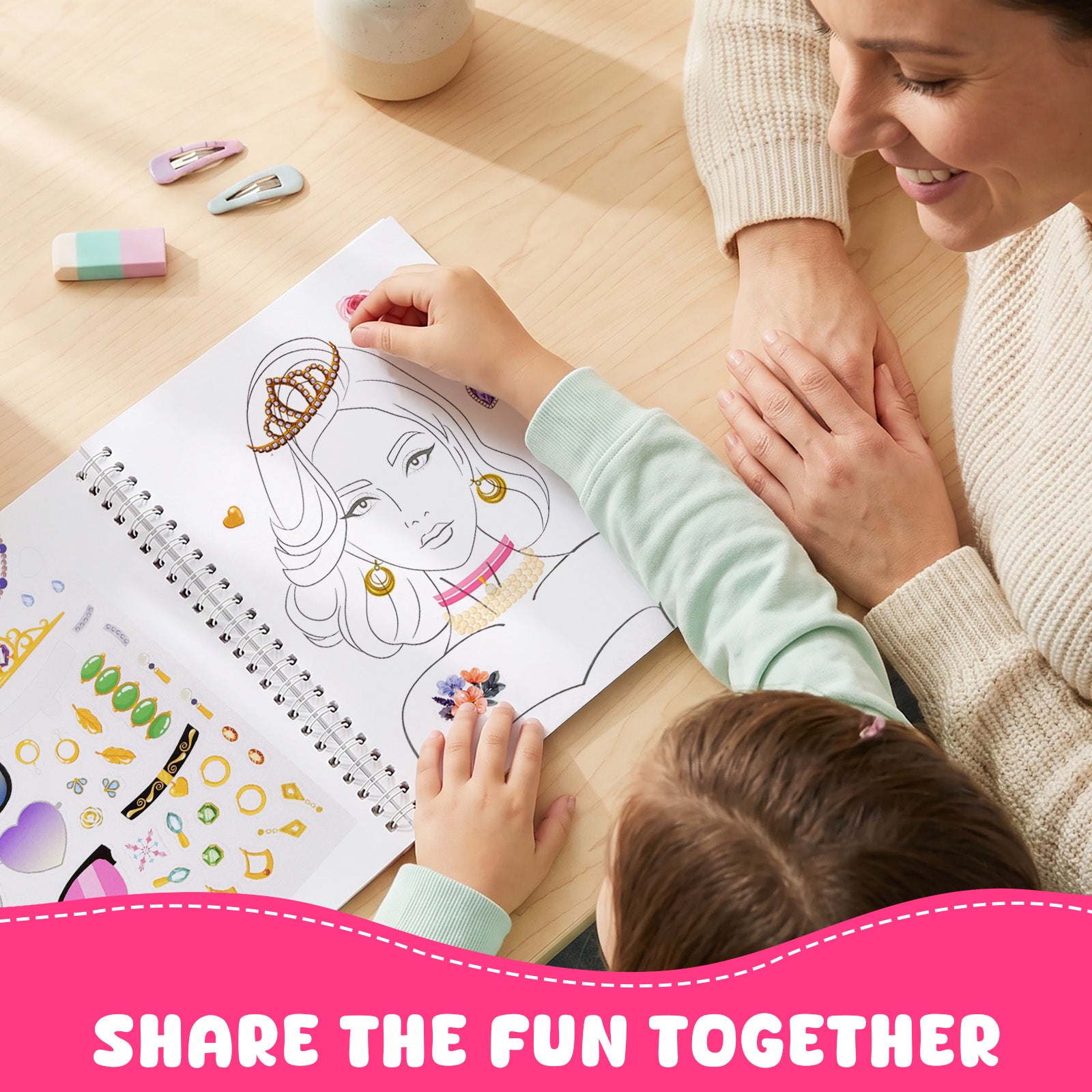 Wrapables Dress Up Sticker Book for Kids, Girls Sticker and Coloring Activity Book, Creativity Book, Fashion Stylist