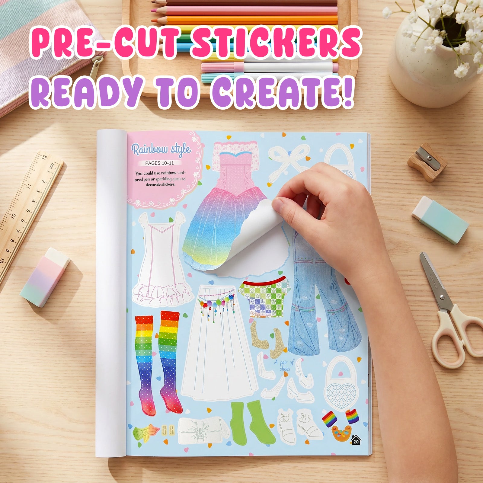 Wrapables Fashion Designer Dress Up Coloring and Sticker Activity Book, Reusable Sticker Book, Creativity Book