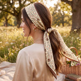 Wrapables 2 Piece Womens Silky Feeling Long Skinny Scarf Set, 55.5 x 5.15 Inch Satin Neck Scarf, Fern Paisley