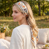 Wrapables 2 Piece Womens Silky Feeling Long Skinny Scarf Set, 55.5 x 5.15 Inch Satin Neck Scarf, Floral Ginkgo
