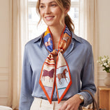 Wrapables 2 Piece Womens Silky Feeling Long Skinny Scarf Set, 55.5 x 5.15 Inch Satin Neck Scarf, Horse and Paisley