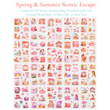 Wrapables Seasons Scenery PET Scrapbooking Stickers for Scrapbooking, Junk Journals, Stationery, DIY Crafts, Water Bottles (Set of 2), Spring Summer