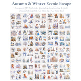 Wrapables Seasons Scenery PET Scrapbooking Stickers for Scrapbooking, Junk Journals, Stationery, DIY Crafts, Water Bottles (Set of 2), Autumn Winter