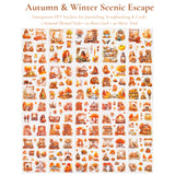 Wrapables Seasons Scenery PET Scrapbooking Stickers for Scrapbooking, Junk Journals, Stationery, DIY Crafts, Water Bottles (Set of 2), Autumn Winter