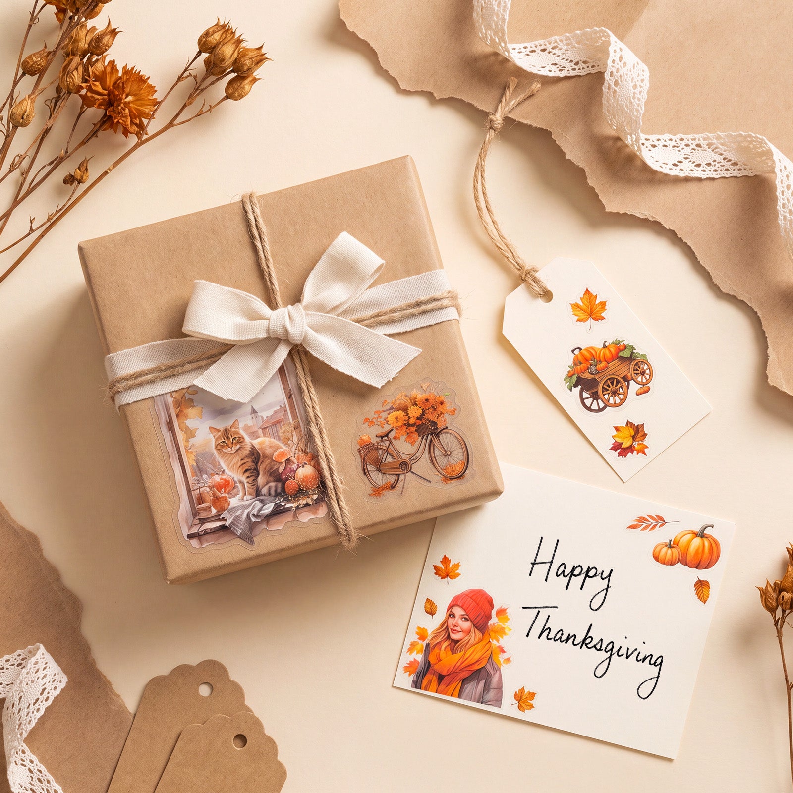 Wrapables Seasons Scenery PET Scrapbooking Stickers for Scrapbooking, Junk Journals, Stationery, DIY Crafts, Water Bottles (Set of 2), Autumn Winter