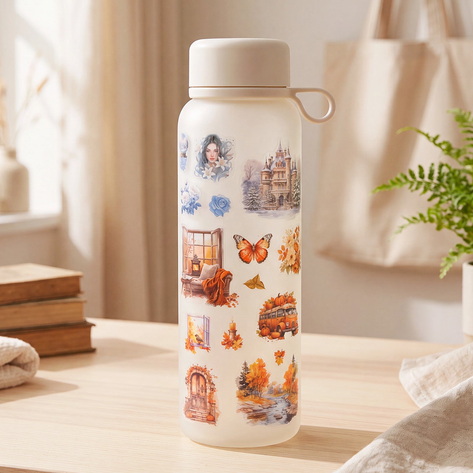 Wrapables Seasons Scenery PET Scrapbooking Stickers for Scrapbooking, Junk Journals, Stationery, DIY Crafts, Water Bottles (Set of 2), Autumn Winter