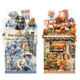 Wrapables Seasons Scenery PET Scrapbooking Stickers for Scrapbooking, Junk Journals, Stationery, DIY Crafts, Water Bottles (Set of 2), Autumn Winter