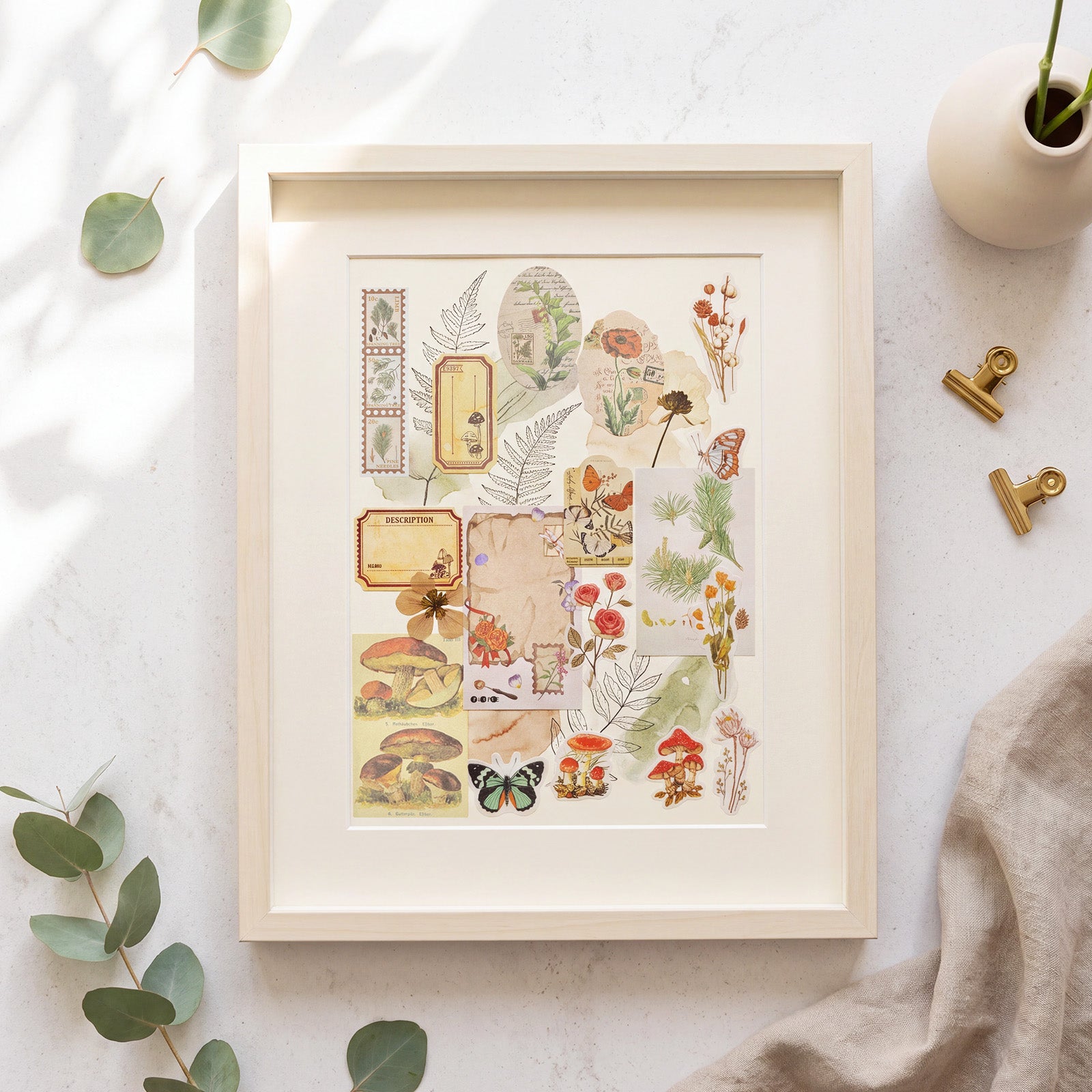 Wrapables Botanical Nature Scrapbooking Supplies Kit, Vintage Ephemera and Sticker Set for Junk Journaling, Card Making, and DIY Crafts (200pcs)