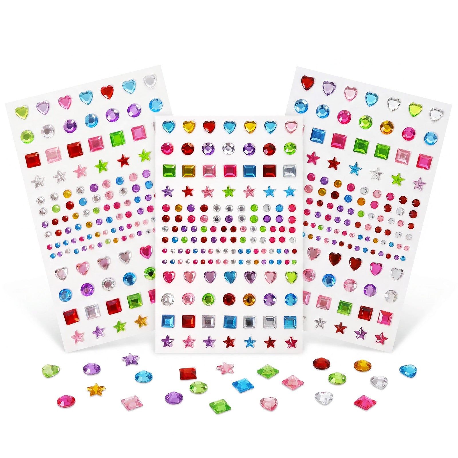 Wrapables 405pcs Acrylic Self Adhesive Crystal Rhinestone Gem Stickers, DIY, Arts and Crafts Supplies (Set of 3), Assorted