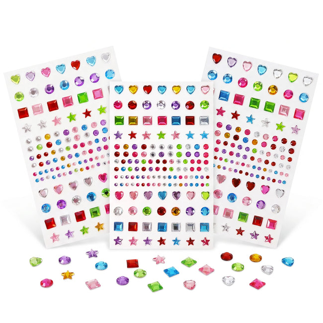 Wrapables 405pcs Acrylic Self Adhesive Crystal Rhinestone Gem Stickers, DIY, Arts and Crafts Supplies (Set of 3), Assorted