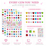 Wrapables 405pcs Acrylic Self Adhesive Crystal Rhinestone Gem Stickers, DIY, Arts and Crafts Supplies (Set of 3), Assorted
