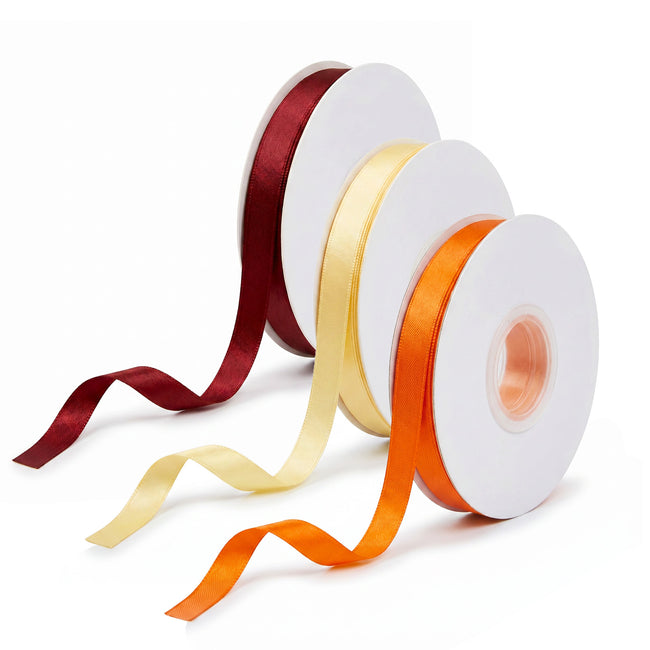 Wrapables Gift Wrapping, Wedding Decor, Floral Bouquets, DIY Crafts Satin Ribbon 3/8 Inch x 75 Yards (Set of 3), Harvest