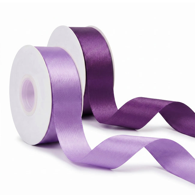 Wrapables Gift Wrapping, Wedding Decor, Floral Bouquets, DIY Crafts Satin Ribbon 1 Inch x 50 Yards (Set of 2), Purples