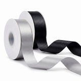 Wrapables Gift Wrapping, Wedding Decor, Floral Bouquets, DIY Crafts Satin Ribbon 1 Inch x 50 Yards (Set of 2), Black Tie