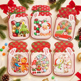 Wrapables 48pk Christmas Party Favor Treat Bags with Mason Jar Cards Set, DIY Stock Stuffers, Gift Exchange (Candy Not Included)
