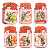 Wrapables 48pk Christmas Party Favor Treat Bags with Mason Jar Cards Set, DIY Stock Stuffers, Gift Exchange (Candy Not Included)
