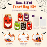 Wrapables 50pk Halloween Treat Bags with Mason Jar Cards Set, DIY Trick or Treat, Gift Exchange, Party Favors (Candy Not Included)