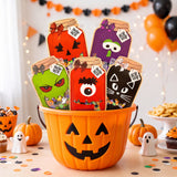 Wrapables 50pk Halloween Treat Bags with Mason Jar Cards Set, DIY Trick or Treat, Gift Exchange, Party Favors (Candy Not Included)