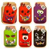 Wrapables 50pk Halloween Treat Bags with Mason Jar Cards Set, DIY Trick or Treat, Gift Exchange, Party Favors (Candy Not Included)