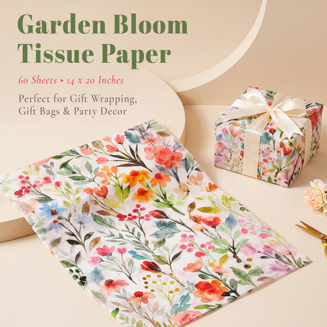Wrapables Vibrant Spring Floral Tissue Paper 14 x 20 Inch for Gift Wrapping, Weddings, Baby Showers, Birthdays, Party Decor (60 Sheets)