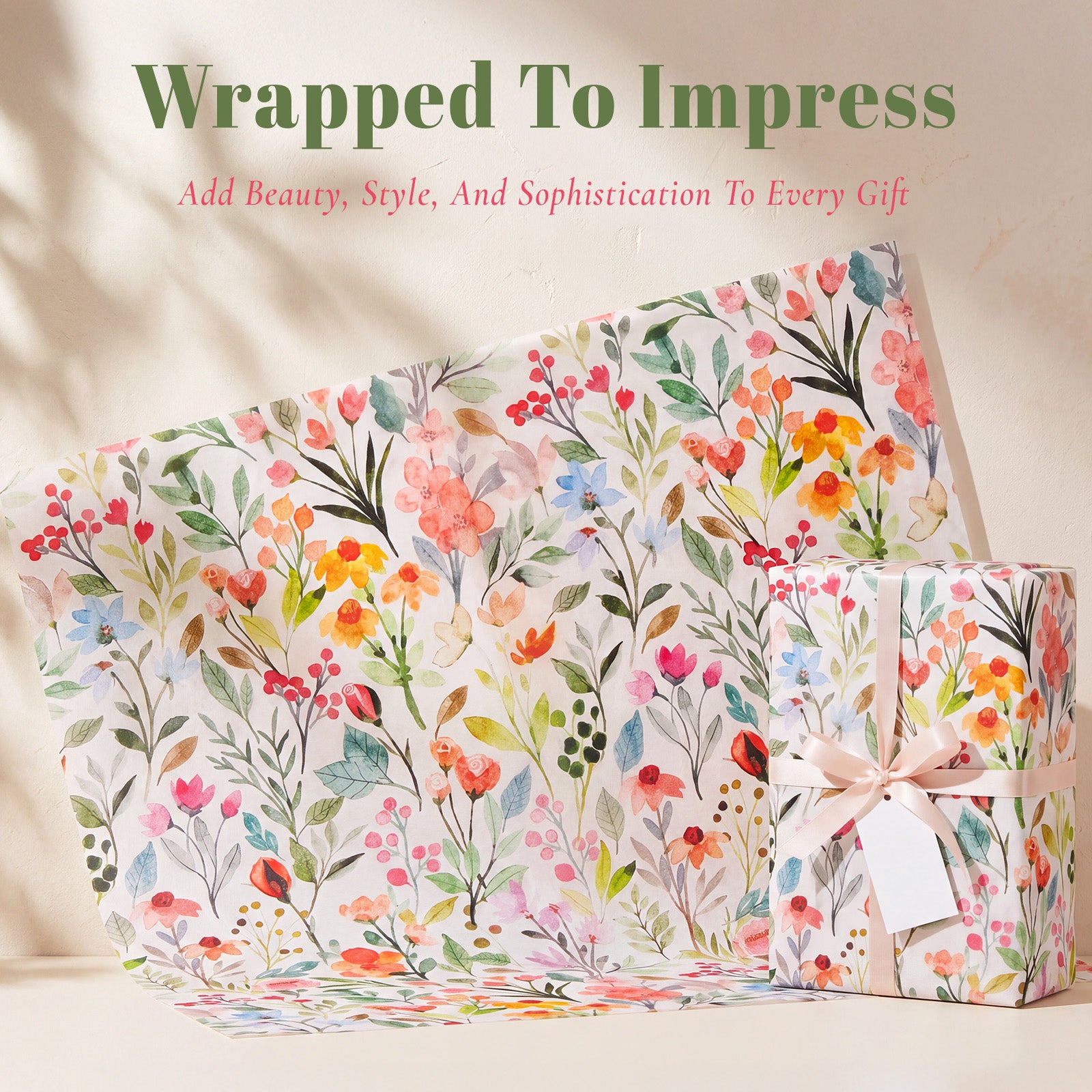 Wrapables Vibrant Spring Floral Tissue Paper 14 x 20 Inch for Gift Wrapping, Weddings, Baby Showers, Birthdays, Party Decor (60 Sheets)
