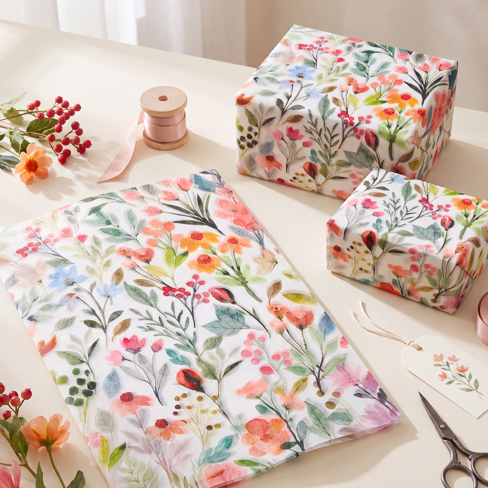 Wrapables Vibrant Spring Floral Tissue Paper 14 x 20 Inch for Gift Wrapping, Weddings, Baby Showers, Birthdays, Party Decor (60 Sheets)