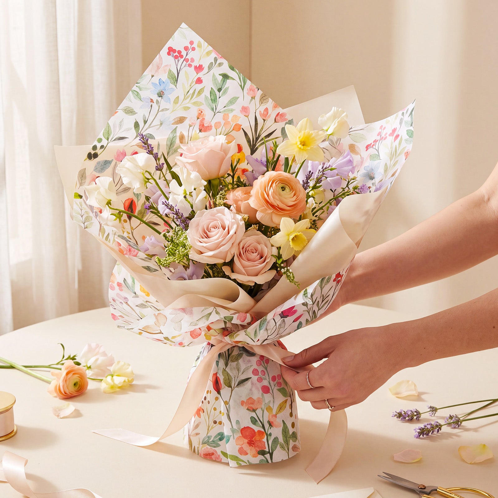 Wrapables Vibrant Spring Floral Tissue Paper 14 x 20 Inch for Gift Wrapping, Weddings, Baby Showers, Birthdays, Party Decor (60 Sheets)