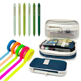 Wrapables Large Capacity Pencil Case, Expandable Pencil Pouch with School Supplies Set