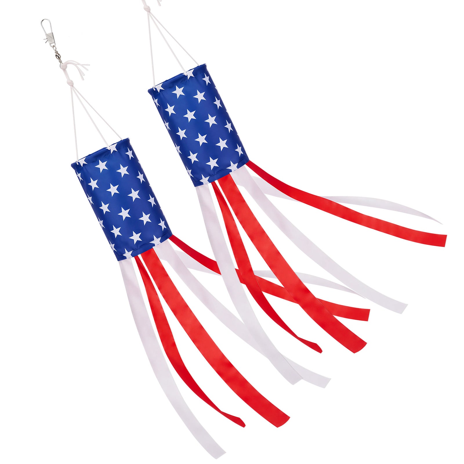 Wrapables American Flag Windsock, Stars and Stripes, Red White and Blue, 4th of July, Memorial Day, Heavy Duty Outdoor Decoration, 50 Inch (Set of 2)