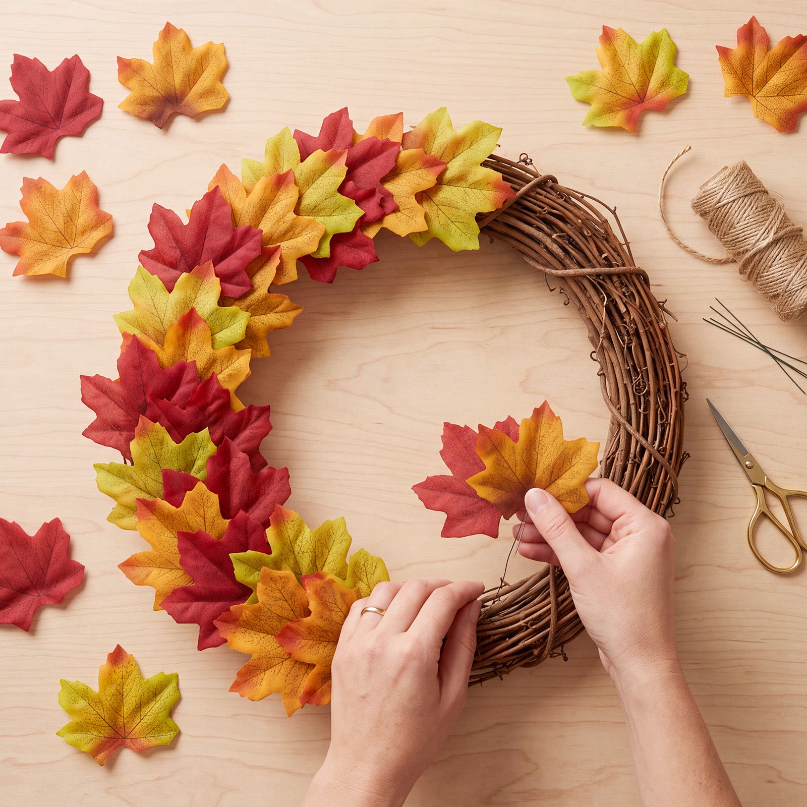 Wrapables Artificial Maple Leaves, Fall, Autumn, Thanksgiving Decor for Weddings, Parties, Table, DIY Crafts (200pcs)