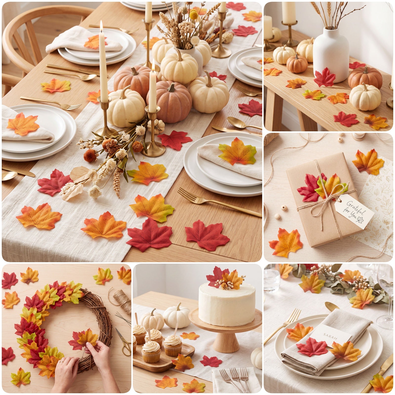 Wrapables Artificial Maple Leaves, Fall, Autumn, Thanksgiving Decor for Weddings, Parties, Table, DIY Crafts (200pcs)