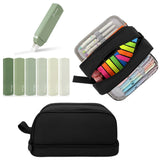 Wrapables Back-to-School Budget Pack, Schools Supplies Kit with 4 Compartment Pencil Case Pencil Pouch and White Correction Tape, Black
