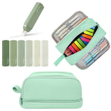 Wrapables Back-to-School Budget Pack, Schools Supplies Kit with 4 Compartment Pencil Case Pencil Pouch and White Correction Tape, Aqua