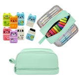 Wrapables Back-to-School Cute and Trendy Savings Bundle, School Supplies Kit with Pencil Case Pencil Pouch and Erasers with Clean Up Roller, Aqua